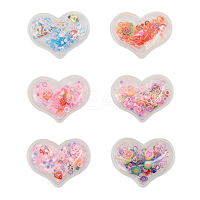 60Pcs 6 Colors Quicksand Sequin Plastic Cabochons KY-CJ0001-41-1