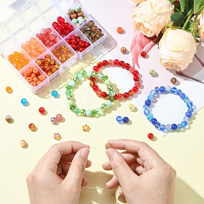 DIY Round Glass Beads Jewelry Making Findings Kits DIY-YW0010-93A-1
