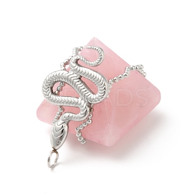 Natural Rose Quartz Pendants G-G870-13P-01-1