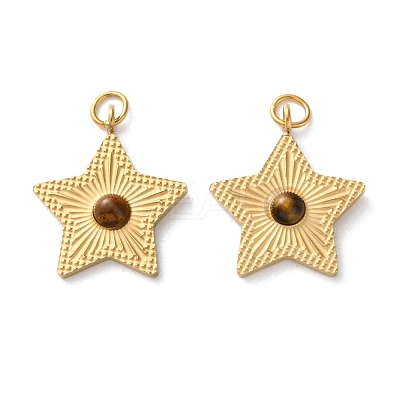 Natural Tiger Eye Star Pendants STAS-Q333-01G-01-1
