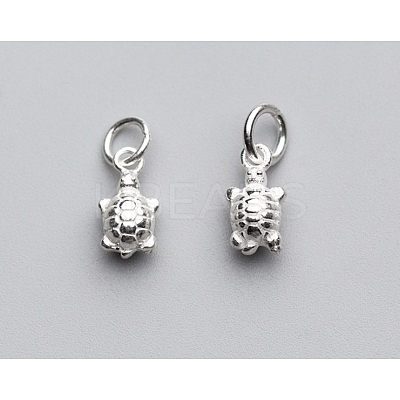 925 Sterling Silver Tortoise Charms with Jump Rings FIND-WH0170-98C-1