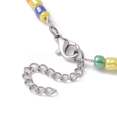Natural Red Jasper & Howlite Chips & Porcelain Fish Beaded Necklace with Alloy Clasps NJEW-JN04367-1
