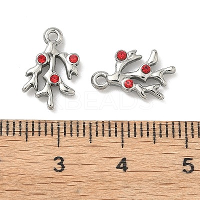 304 Stainless Steel Rhinestone Charms STAS-L308-05P-1