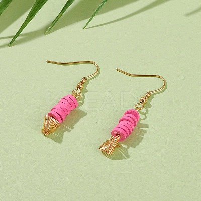 Polymer Clay Heishi Beads Dangle Earrings EJEW-JE04456-01-1