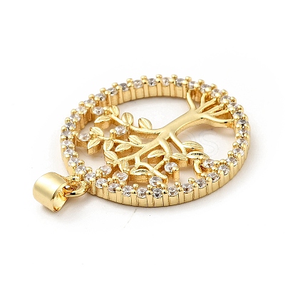 Rack Plating Brass Micro Pave Cubic Zirconia Pendants X-ZIRC-F129-39G-1