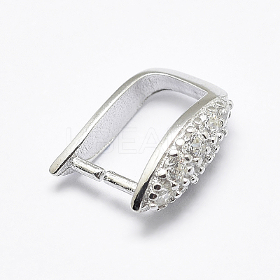 Anti-Tarnish Rhodium Plated 925 Sterling Silver Micro Pave Cubic Zirconia Pendant Bails X-STER-P034-21P-1