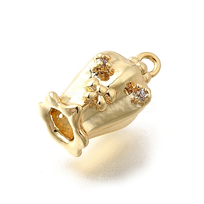 Brass Micro Pave Cubic Zirconia Pendants KK-Q035-15G-01-1
