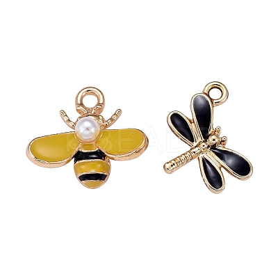 36Pcs 6 Style Light Gold Plated Alloy Pendants ENAM-ZZ0001-05-1