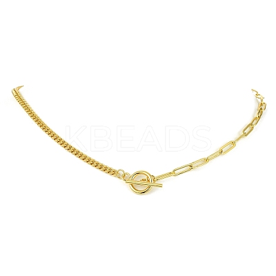 Brass Curb & Paperclip Chain Necklaces with Toggle Clasps NJEW-JN04609-1