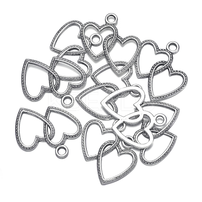 Antique Silver Plated Tibetan Style Zinc Alloy Heart to Heart Pendants X-A0943Y-1