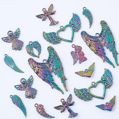 18Pcs 9 Style Rainbow Color Alloy Pendants FIND-FH0004-11-1