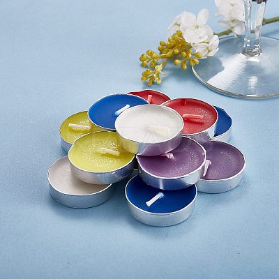 5 Boxes 5 Colors Flat Round Paraffin Candles DIY-SZ0002-35-1