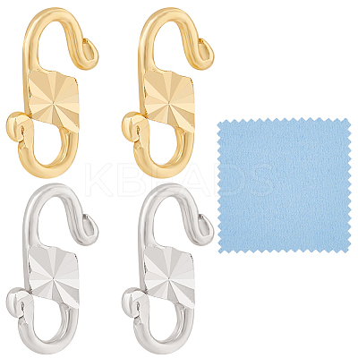 4Pcs 2 Colors Sterling Silver S-Hook Clasps with 925 Stamp FIND-BC0005-14B-1