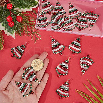 20Pcs Baking Paint Pearlized Glass Pearl Pendants FIND-SC0020-38-1