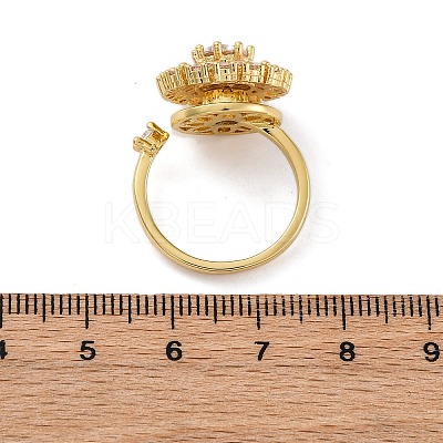 Sunflower Rotatable Open Cuff Rings for Women RJEW-C118-10G-1