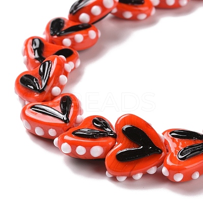 Heart Handmade Lampwork Beads Strands LAMP-G150-01F-1