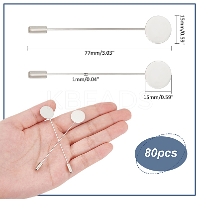 80Pcs 201 Stainless Steel Brooch Findings STAS-UN0058-67-1