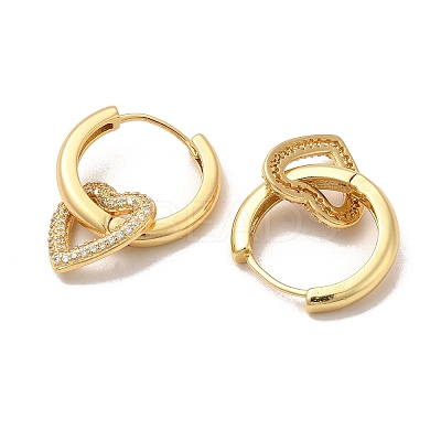 Heart Rack Plating Brass Micro Pave Cubic Zirconia Hoop Earring EJEW-C057-05G-1