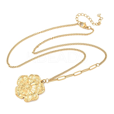 304 Stainless Steel Pendant Necklaces for Women NJEW-D312-02C-G-1