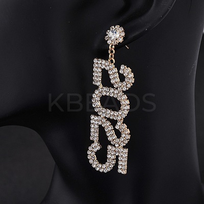 Brass Rhinestone Stud Earrings LS-EJEW-Q012-01G-1