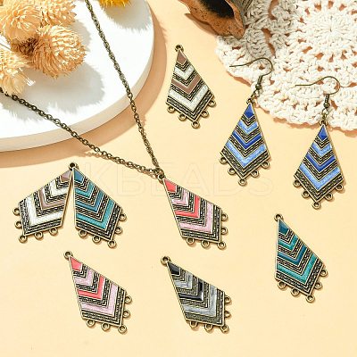 30Pcs 5 Colors Tibetan Style Alloy Enamel Chandelier Component Links ENAM-CJ0005-91-1