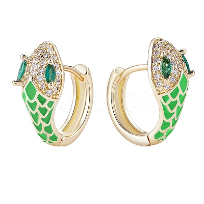 Cubic Zirconia Snake Hoop Earrings with Enamel EJEW-SZ0001-87B-1