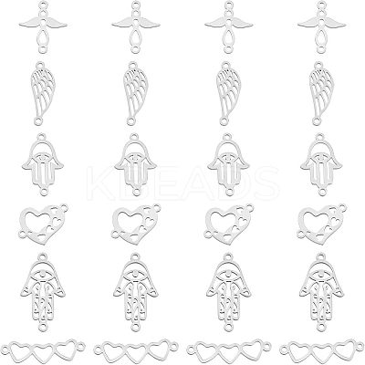 24Pcs 6 Style 201 Stainless Steel Links Connectors STAS-FH0001-49-1
