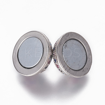 Brass Micro Pave Cubic Zirconia Magnetic Clasps with Loops ZIRC-L082-E-02-P-1