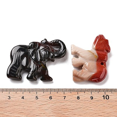 Natural Red Jasper/Unakite/Dyed & Heated Black Agate/Agate Animal Carved Pendants G-K383-02-1