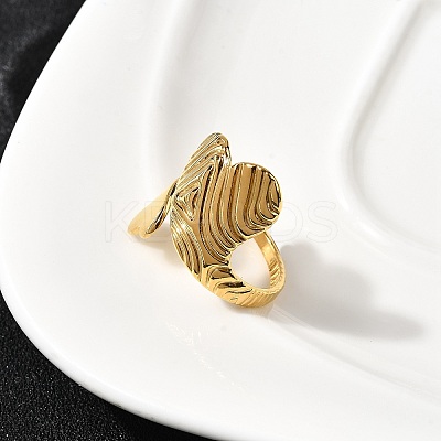 304 Stainless Steel Heart Cuff Rings for Women RJEW-Z110-02G-1