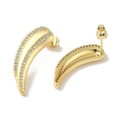 Rack Plating Brass Micro Pave Cubic Zirconia Stud Earrings for Women EJEW-P272-09G-1