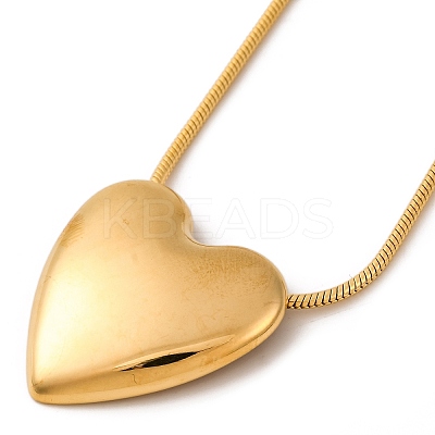 Ion Plating(IP) 304 Stainless Steel Heart Pendant Round Snake Chain Necklaces for Women X-NJEW-G142-04G-1