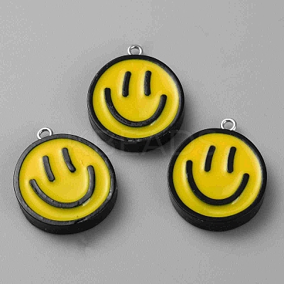 Opaque Resin Enamel Pendants LS-RESI-WH0036-20A-1