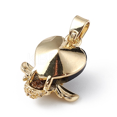 Real 18K Gold Plated Rack Plating Brass Micro Pave Clear Cubic Zirconia Pendants KK-C015-32G-06-1