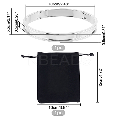 1Pc Stainless Steel Grooved Bangles STAS-UN0042-50A-P-1