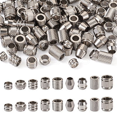 90Pcs 9 Styles 201 Stainless Steel European Beads STAS-TA0001-99-1