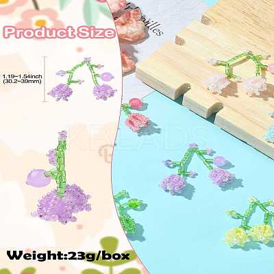 6Pcs 6 Colors Handmade Glass Seed Beaded Lily of The Valley Pendants SEED-CJ0001-25-1