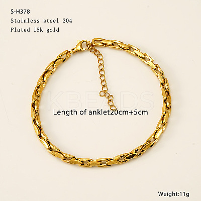 304 Stainless Steel Boston Link Chain Anklets FS-WG7E8C4-03-1