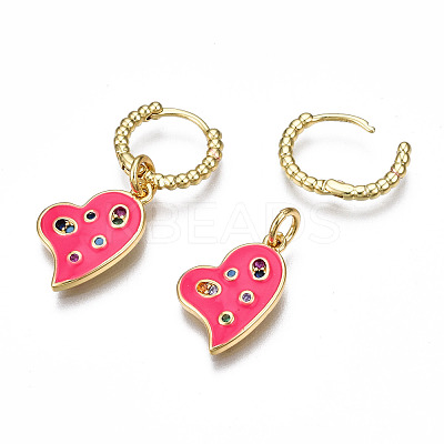Brass Micro Pave Cubic Zirconia Huggie Hoop Earrings EJEW-T014-35G-NF-1