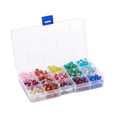 450Pcs 15 Colors Spray Painted Crackle Glass Beads CCG-YW0001-04-1