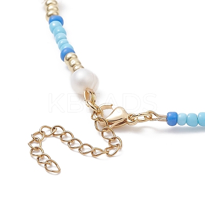 Acrylic Imitation Pearl & Glass Seed Beaded Necklace for Women NJEW-JN04278-1