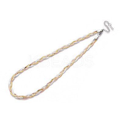 5MM 304 Stainless Steel Braided Herringbone Chain Necklaces NJEW-N058-04GPRG-1