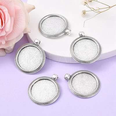 Tibetan Style Alloy Pendant Cabochon Settings TIBEP-N003-71AS-1