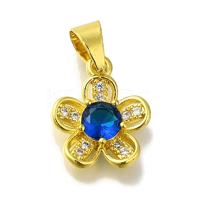 Flower Rack Plating Brass Micro Pave Cubic Zirconia Pendant KK-H485-01G-01-1