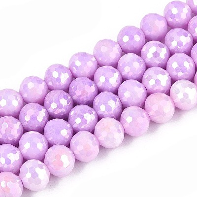Anti-Tarnish Electroplate Glass Beads Strands GLAA-N056-8mm-03-1