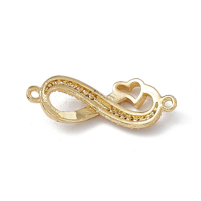 Rack Plating Brass Micro Pave Clear Cubic Zirconia Connector Charms KK-A175-02G-1