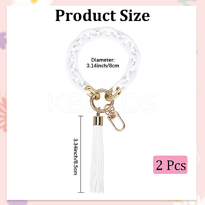 2Pcs Acrylic & Zine Alloy & PU Pendant Decoration KEYC-CL0001-44B-1