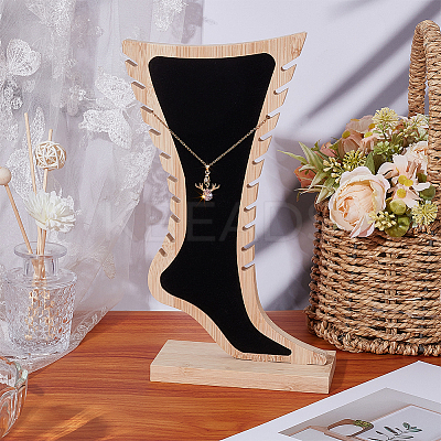 1Pc Foot Shaped Bamboo Anklet Storage Jewelry Rack ODIS-ME0001-01-1