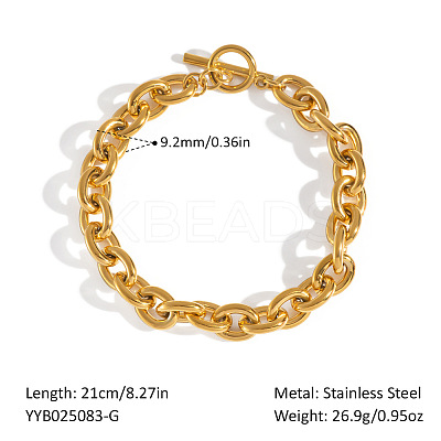 304 Stainless Steel Cable Chain Bracelets for Women FK9892-1-1