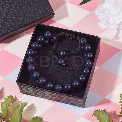 Synthetic Blue Goldstone Braided Bead Bracelet BJEW-SW00001-12-1